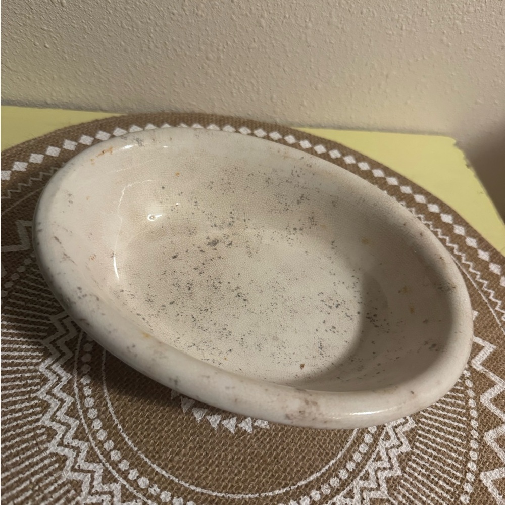 Warranted K. T. & K. VTG Granite Ceramic Bowl with Heavy staining and crazing